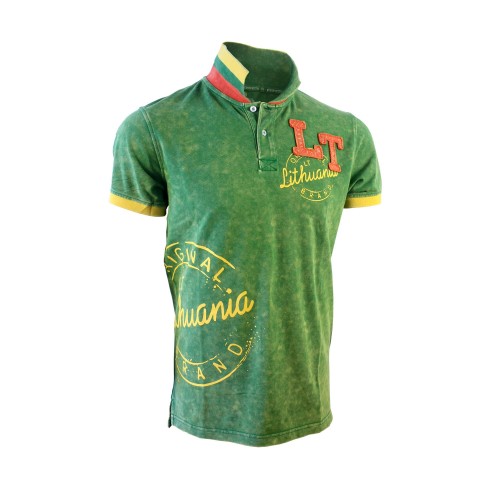 Green color Polo t-shirts "Lithuania LT Style" 