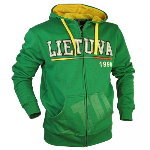 Hooded sweater "Lietuva 1990" green color - Robin Ruth