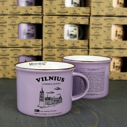 Mažas puodelis Vilnius Arkikatedra - violetinės spalvos, 150 ml, su istorija