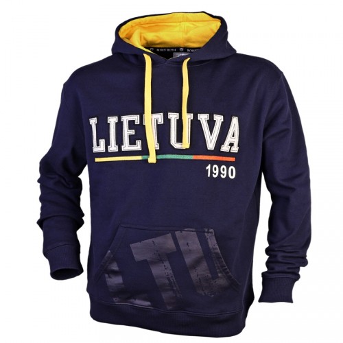 Mėlynas džemperis su kapišonu "Lietuva 1990"