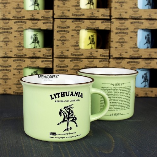 Mažas puodelis Lietuva Vytis - žalia spalva, 150 ml, su istorija